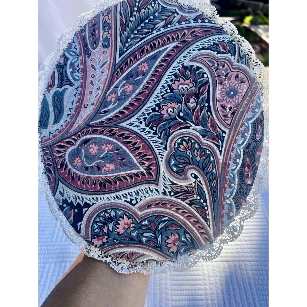 Handmade Paisley Fabric Photo Frame Lace Trim 11x9 Cottagecore Picture Holder